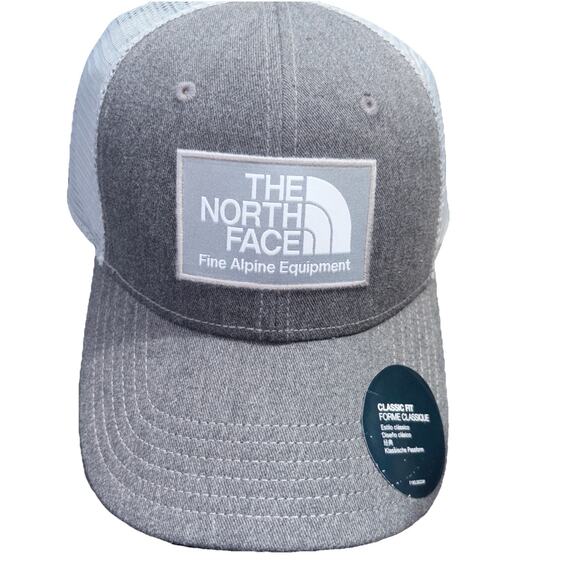 THE NORTH FACE Unisex Mudder Snapback Gray Patch Logo Trucker Hat NWT TNF - Picture 1 of 3